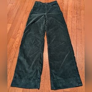 Favorite Daughter Velvet Mischa Wide Leg Pants, Women's 25 Long, Dark Green